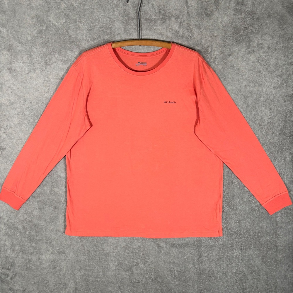Columbia Womens XXL Long Sleeve Graphic T-Shirt Coral Orange Mountain AL0090